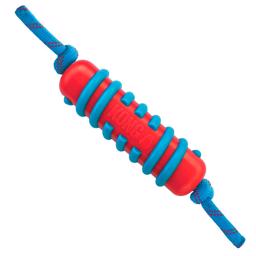 KONG Jaxx Brights Stick med rep i rött och blått